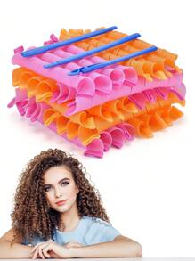 21pcs Spiral Curling Iron Hair Salon Professional Tools No Hot Curling Iron No Hot Curling Iron No Hot Curling Tools Elastic Hair Rope High-End Knotted Elastic Hair Accessories High Ponytail Hair Band Ladies Elastic B And High Elasticity Suitable For Daily Wear Casual,Pink Accessories ,Hair Styling Tools