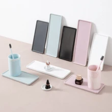 1pc Ceramic Tray For Jewelry, Toothbrush Cup, Storage, Cake, Sushi Dishes, Bathroom, Living Room - Black - View 2