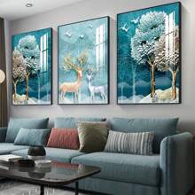 Bộ 3 bức tranh tường nghệ thuật trừu tượng hiện đại hình lá nai vàng để trang trí phòng khách - Không khung, tranh vải canvas trang trí nhà hiện đại theo phong cách phương Tây, áp phích cho phòng, trang trí tường, trang trí phòng thẩm mỹ, đồ trang trí phòng, phòng khách phòng ngủ văn phòng nhà bếp phòng tắm trang trí - Nhiều màu - Xem 1