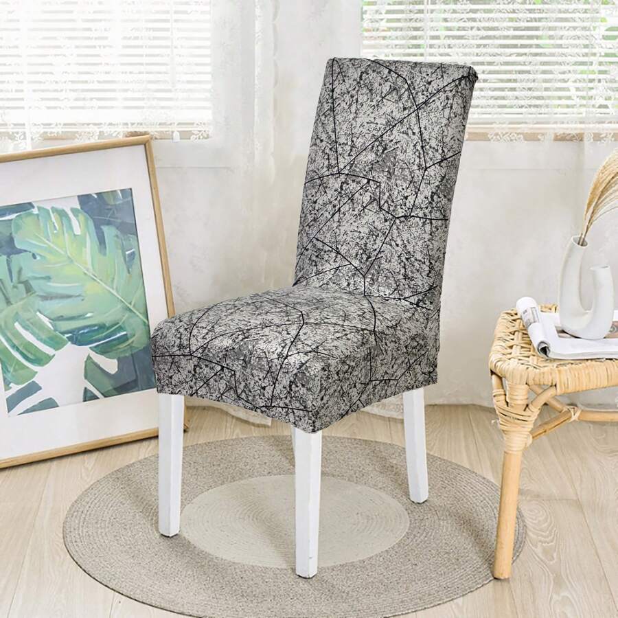 1入印花現代極簡風四季通用彈性奶絲全罩式椅套 - 彩色 - 查看 1