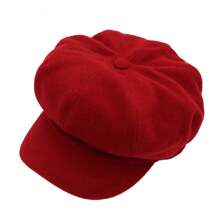 QingFang 女款秋冬黑色八角帽,畫家帽,時尚報童帽