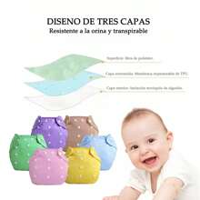 6 Piezas pañales ecológicos para bebe, pañales reutilizables para bebe,usar con cambiadores. Pañales de tela para bebe lavables y ajustables, adecuados para bebés de menos de 28 libras