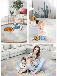 Circular Soft Furry Carpet Mat Various Colors 80 Cm Diameter - Multicolor - View 5