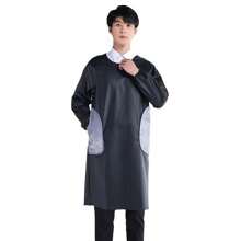 1pc Medium Length Thickened Apron Waterproof PU Leather Dirt Resistant Oil Resistant Long Sleeved Apron - Black - View 5