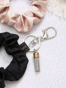 3pcs Fashionable Elastic Fabric Spiral Hair Ties With Keychain And Multi-Function - Multicolor - View 4