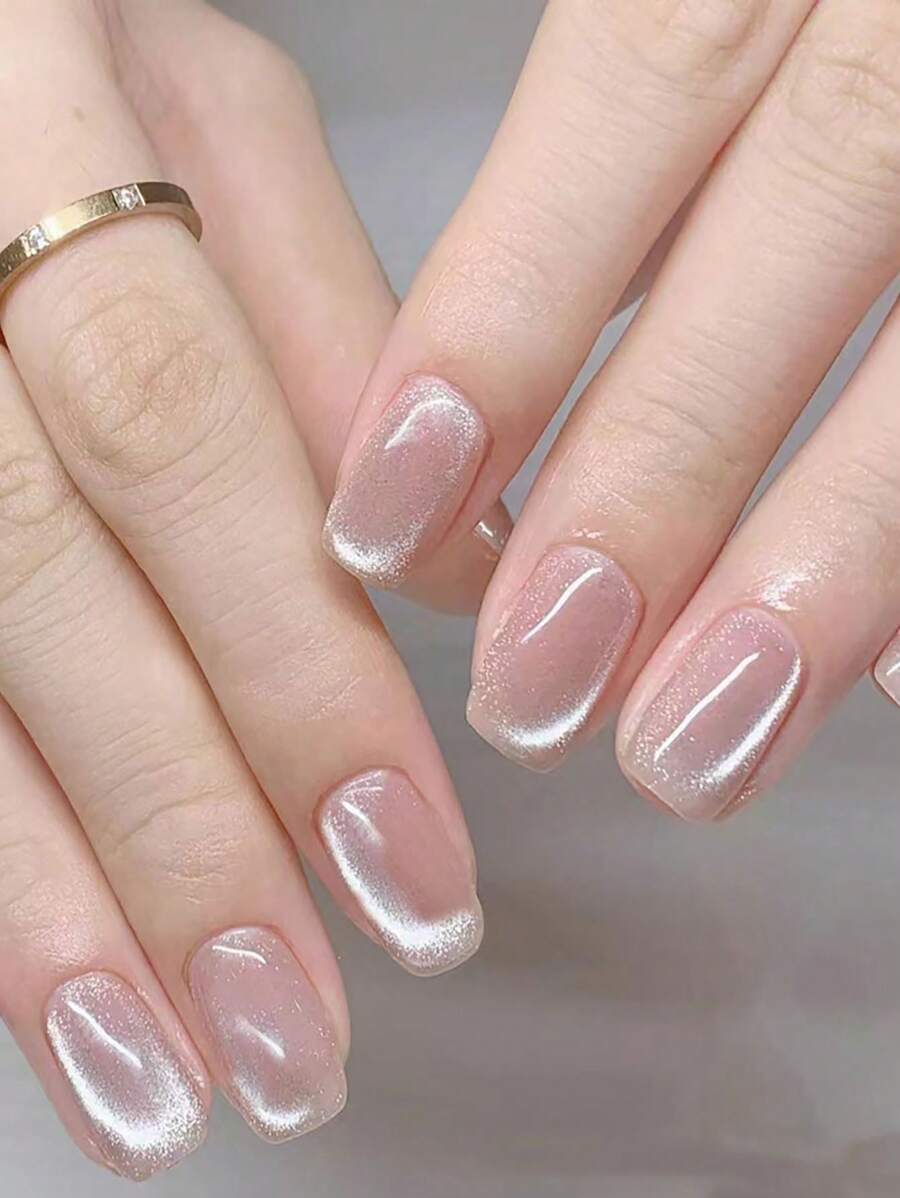 JIEYAN 升級你的風格: 24入組白色月光貓眼效果美甲套裝,適合女性和女孩使用,包括果凍膠和指甲檔 - 彩色 - 查看 1