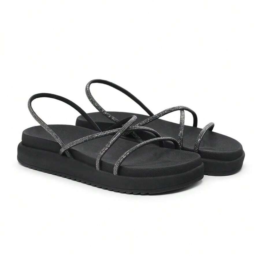 Women Flat Sandals - 黑色 - 查看 1