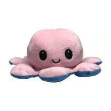Peluche Pulpo Reversible Feliz Enojado Pulpito Premium Color Azul Oscuro - Rosa - Rosa - Ver 2