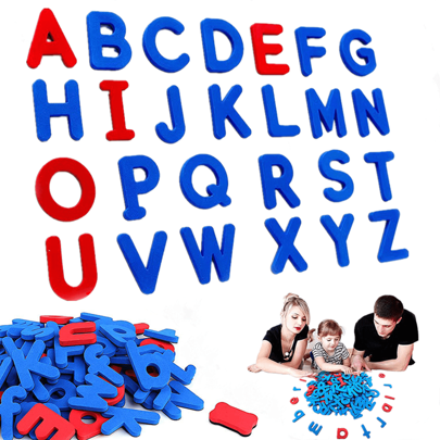 26pcs Red & Blue Magnetic Letters For Refrigerator And Educational Toy For Toddlers And Preschoolers School, Student, Stationery, School Supplies, Magnetic Letters, Magnetic Blocks, Magnetic Toys, Magnetic Letters, Magnetic Blocks, Magnetic Toys