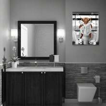 1pc Bathroom Decor Wall Art Black And White Wall Decor Farm Highland Cow In The Toilet Wall Art Animal Canvas Prints Funny Highland Cow Modern Giclee Wall Decor Farmhouse Artwork No Frame - White - View 5