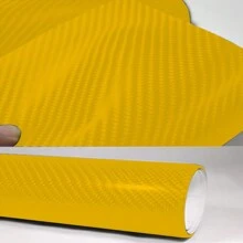 1 Rollo Pegatina De Coche De Vinilo De Fibra De Carbono 4d - Amarillo - Amarillo - Ver 2