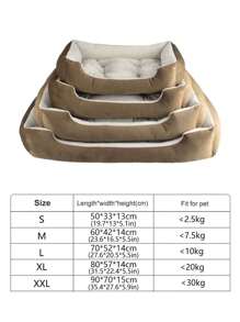 Autumn And Winter Golden Retriever Nest Thick Flannel Square Pet Bed For Small, Medium And Large Dogs And Cats - Khaki - View 3