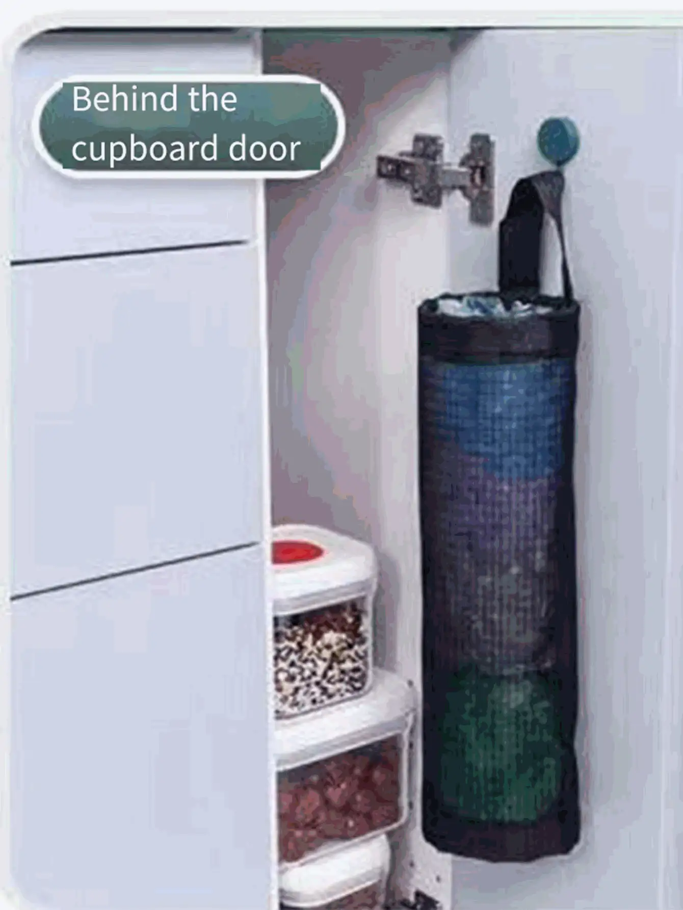 1pc Random Storage Hanging Bag, Trash Bag, Storage Bag, Dispenser Type - Grid - Black - View 6