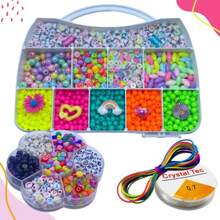 Kit Miçangas Para Pulseira Colar Infantil Maletas com 3.200 Peças + Silicone
