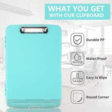 1pc Clipboard With Storage, A4 Loose Leaf Clip With Pen Holder For Care, Heavy-Duty Storage Clipboard With Thin Clip, Clipboard Folder With Side Opening, Smooth Writing Clipboard For Both Men And Women, Essential For Office Workers(Mint Green),Back To School,School Supplies
