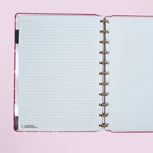 Caderno Inteligente Golden Love | Tamanho Inteligine, A5, Médio ou Grande | Caderno de Discos | Com Discos Dourado Metálico Ouro | Rosa Coração | Capa com Hot Stamping Detalhes Dourados | Degradê em Rosa | Corações - Rosa - Visão 6