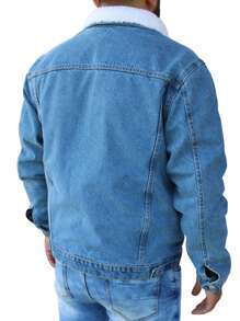 Chamarra de mezclilla con borrega premium para hombre John Silver - Neblina azul - Ver 3