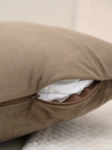 1 件平荷蘭絨抱枕套或腰枕套,適合臥室客廳沙發 - 巧克力棕 - 查看 4