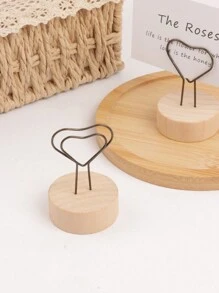 1 Miếng Creative Retro Gỗ Clip ghi nhớ Giá đỡ , Đơn giản & Đáng yêu Message Thẻ ghi chú Hộp đựng Đồ trang trí - Màu vàng - Xem 8