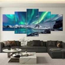 5入組油畫 - 無框,風景,雪山湖泊,掛畫,家居裝飾,創意禮物,家庭牆壁裝飾,印刷海報圖片,奢華客廳臥室辦公室餐廳牆壁裝飾 - 彩色列印 - 查看 3