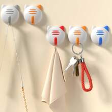 4入組創意貓咪可愛自粘式無縫掛鉤,廚房浴室牆壁門廊收納鑰匙掛勾 - 彩色 - 查看 7