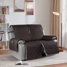 1/2/3 Seat Waterproof Recliner Sofa Cover, Non Slip Recliner Chair Covers, Washable Reclining Couch Cover Outdoor Cushion Covers Garden Furniture Protector With Elastic Straps Pocket For Pets, Cats, Dogs Coffee Brown - 咖啡棕 - 查看 3