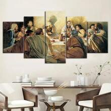5入組/套最後晚餐畫布印刷品(不含鏡框),文化壁畫,家居裝飾,家庭牆壁裝飾,印刷海報畫,高級客廳臥室辦公室餐廳裝飾畫 - 彩色列印 - 查看 2