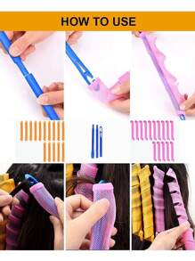 21pcs Spiral Curling Iron Hair Salon Professional Tools No Hot Curling Iron No Hot Curling Iron No Hot Curling Tools Elastic Hair Rope High-End Knotted Elastic Hair Accessories High Ponytail Hair Band Ladies Elastic B And High Elasticity Suitable For Daily Wear Casual,Pink Accessories ,Hair Styling Tools