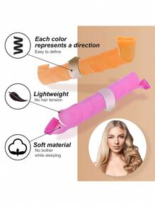 21pcs Spiral Curling Iron Hair Salon Professional Tools No Hot Curling Iron No Hot Curling Iron No Hot Curling Tools Elastic Hair Rope High-End Knotted Elastic Hair Accessories High Ponytail Hair Band Ladies Elastic B And High Elasticity Suitable For Daily Wear Casual,Pink Accessories ,Hair Styling Tools