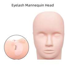 1pc Fake Head Mould Mannequin Head Training Makeup Model Rubber Eye Facial Eyelash Eyelash Extension Makeup Practice Heads - Yellow - View 1