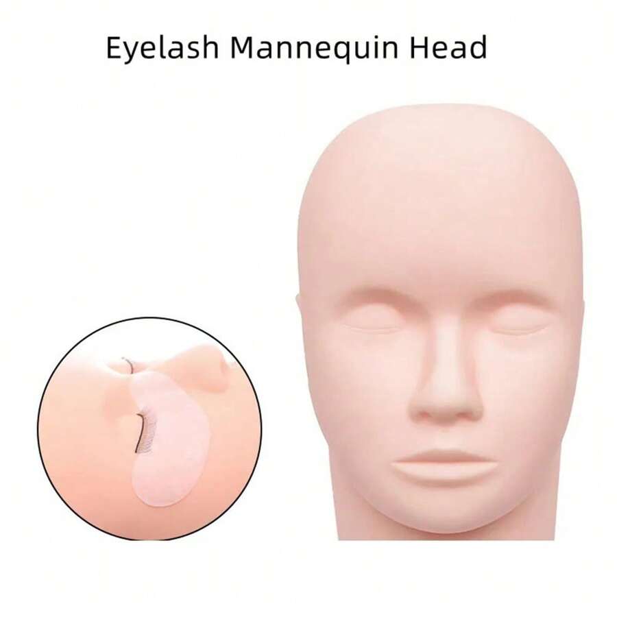1pc Fake Head Mould Mannequin Head Training Makeup Model Rubber Eye Facial Eyelash Eyelash Extension Makeup Practice Heads - Yellow - View 1