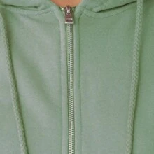 Sudaderas Dama Con Cierre Y Capucha Hoodie Mujer Básico Moda - Verde - Ver 5