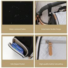 1pc Diaper Bag Backpack With Portable Insulation Bottle Bag And Stroller Strap, Lightweight Waterproof Polyester Material, Large Unisex Black & White Woven Baby Bag, Multifunctional Travel Backpack Suitable For Mom And Dad - Black and White - View 5