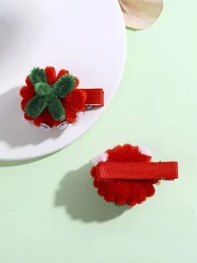 2pcs/pack Girls' Red Hair Clip Set With Cute & Realistic Tomato Design For Daily Hairstyling