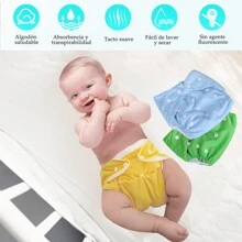 6 Piezas pañales ecológicos para bebe, pañales reutilizables para bebe,usar con cambiadores. Pañales de tela para bebe lavables y ajustables, adecuados para bebés de menos de 28 libras