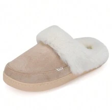 NineCiFun Men and women's home plush lining with suede upper, rubber sole slippers for warmth and comfort, thick sole indoor and outdoor slippers - 卡其色 - 查看 5