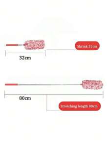 1pc Stainless Steel Washable Dust Brush With Telescopic Handle Household Superfine Fiber Dust Remover - Blue - View 2