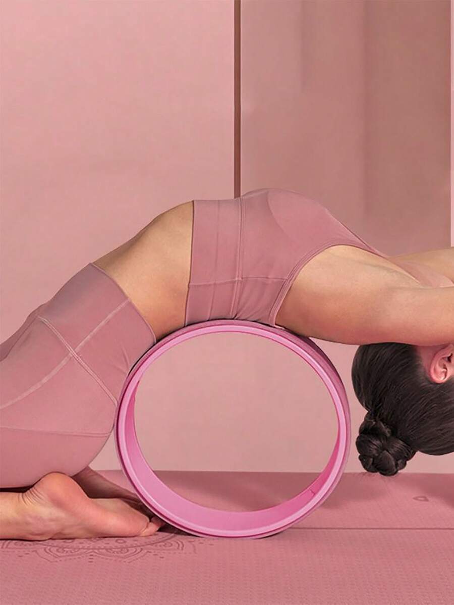 peipo 1pc Pink Massage Yoga Wheel For Back And Shoulder Exercises Muscle Relaxation Balance Training Pilates - Pink - View 1