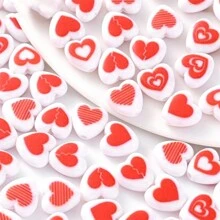 50入組8mm混合紅色心形亞克力夾層散珠,適用於珠寶製作手鏈項鏈耳環diy戒指手機鏈 - 紅色 - 查看 4