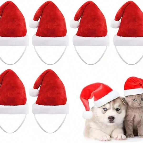 1 Chapéu De Animal De Estimação De Ano Novo Vermelho, Chapéu De Pelúcia Para Decorações De Festa De Natal De Gato/cachorro, Adequado Para Animais De Estimação Pequenos/médios