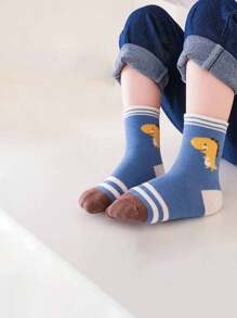 5 cặp Em bé Đồ họa khủng long Vớ giữa bắp chân , Dễ thương Dài Vớ - Nhiều màu - Xem 5