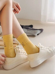 9双装随机颜色女士糖果色个性化学院风中筒袜，秋季 - 彩色 - 查看 10