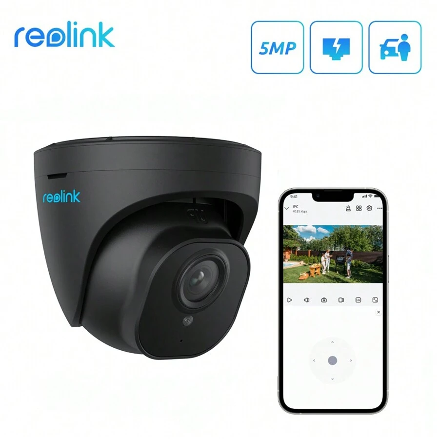 Reolink RLC-520A Outdoor 5MP Security Camera With Audio, IP66 Waterproof, Night Vision, Smart Human/Car Detection - 黑色 - 查看 1