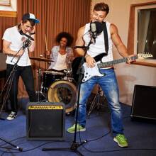 LyxPro Electric Guitar Amp 60 Watt Amplifier Built In Speaker Headphone Jack And Aux Input Includes Gain Bass Treble Volume And Grind, Guitar Amplifier, Powerful 20-Watt Electric Guitar Amplifier, Gain, Bass, Treble, And Volume Controls - 黑色 - 查看 6