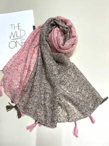 1pc Simple Printed Scarf New Style Autumn & Winter Warm Neck Wrap, Fashionable & Versatile Silk Scarf For Women, Sun Protection Shawl - Pink - View 3