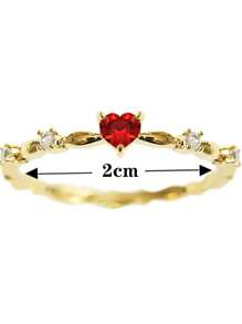 1 pièce Bague avec strass en forme de cœur, style élégant et raffiné. Version coréenne mode, tout-aller, de haute qualité, style luxueux Ins, cadeau idéal pour la St-Valentin, la Fête des Mères, Noël, Nouvel An. Accessoire de choix pour un port quotidien pour les femmes.