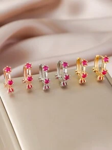 1對簡約而優雅,時尚迷人,奢華華麗,輕盈奢華,閃耀彩色鋯石裝飾黃銅耳環,適合於各種場合,例如畢業典禮,沙灘派對,會議,婚禮,伴娘,生日,告白,求婚,教師感謝日,母親節,情人節,婦女節,感恩節,送禮季節 - 彩色 - 查看 1