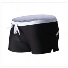 Traje De Baño Hombre Bañador Ajustado Caballero Moda - Negro - Ver 2