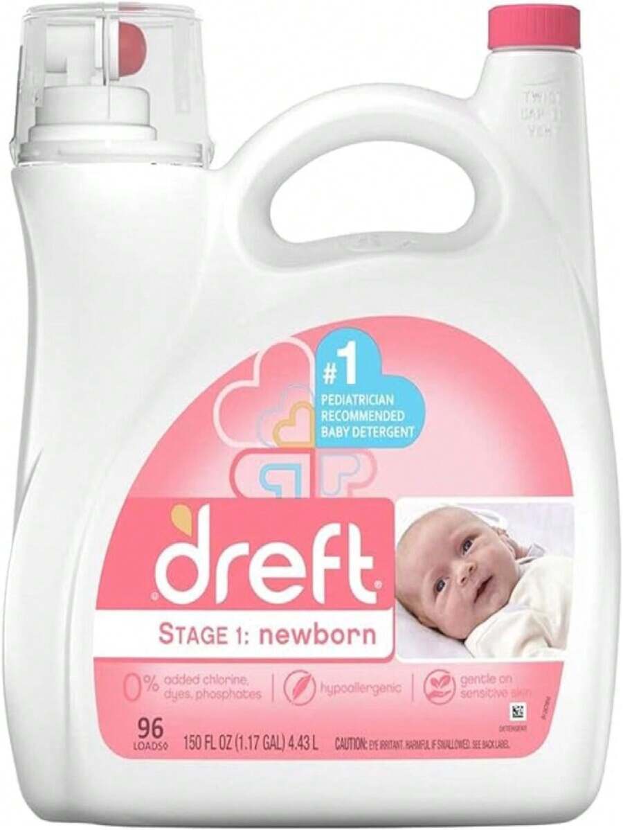 MARVAL TECH - Dreft, Detergente Liquido Para Ropa De Bebe Recien Nacido Hipoalergenico Sin Alergias Recomendado Por Pediatras, 4.4 Litros, 96 Cargas - Blanco - Ver 1