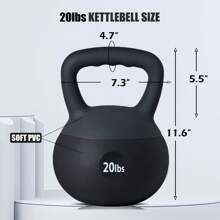 DlandHome Soft Kettlebells,Iron Sand Filled Weights Strength Training Kettlebells,Shock-Proof Weights And Wide-Grip Handle,Fitness Soft Kettlebells For Women Men,Home Gym Kettlebells, Black - 黑色的 - 查看 9